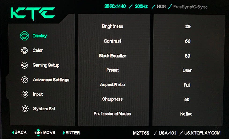 KTC M27T6S OSD Menu 6