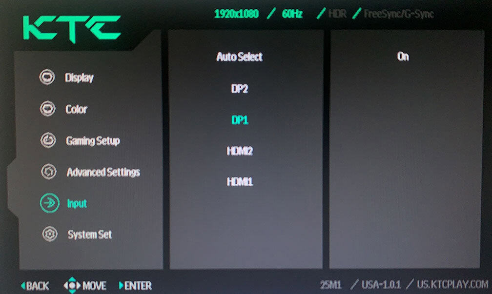 KTC 25M1 OSD Menu 3