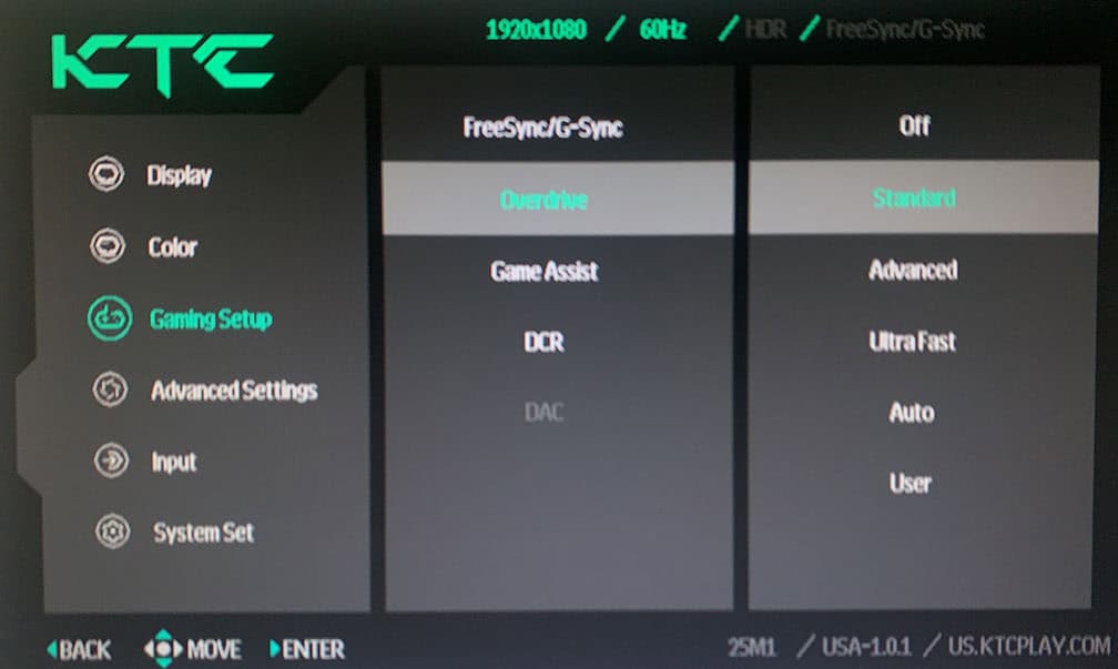 KTC 25M1 OSD Menu 5