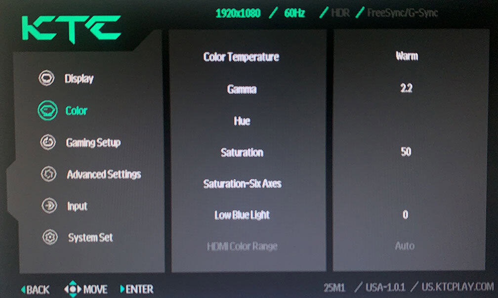 KTC 25M1 OSD Menu 8