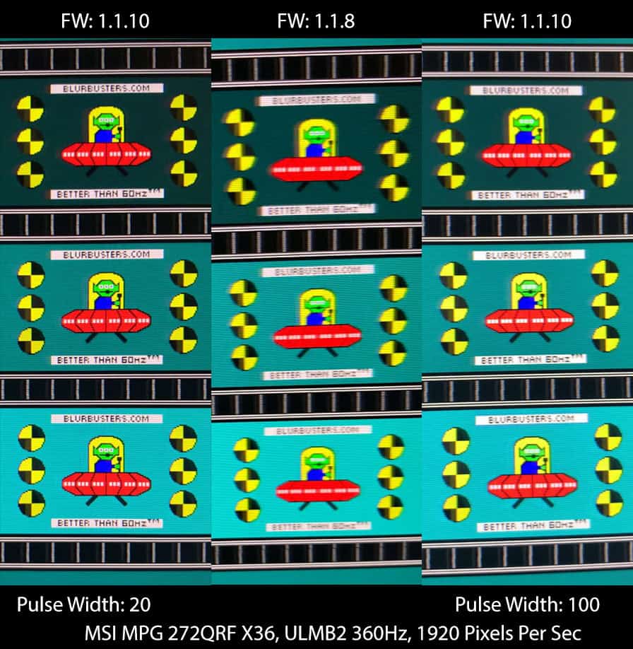MSI MPG 272QRF X36 360Hz ULMB2 1.1.8 vs 1.1.10
