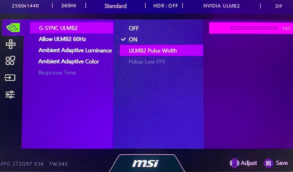 MSI MPG 272QRF X36 Pulse Width V1.1.8 Firmware Update