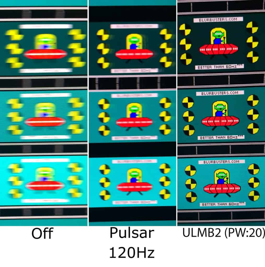 Off vs Pulsar vs ULMB2 at 120Hz