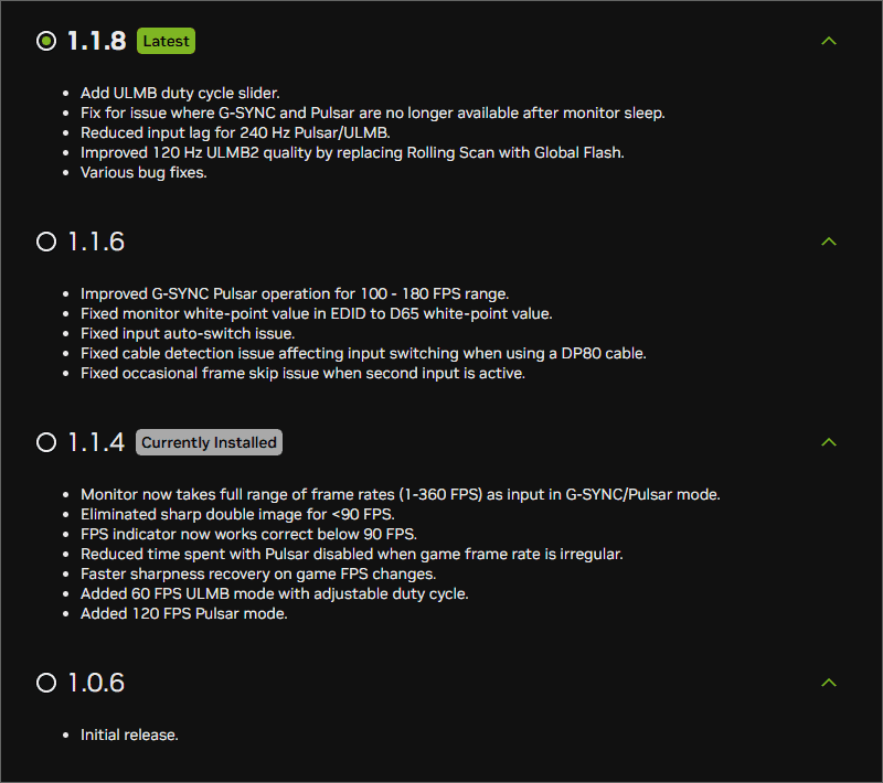 Pulsar 1.1.8 Firmware Update