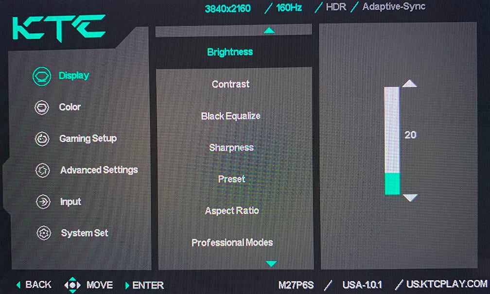 KTC M27P6S OSD Menu 1