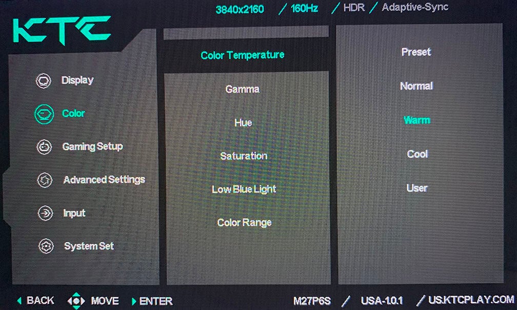 KTC M27P6S OSD Menu 3